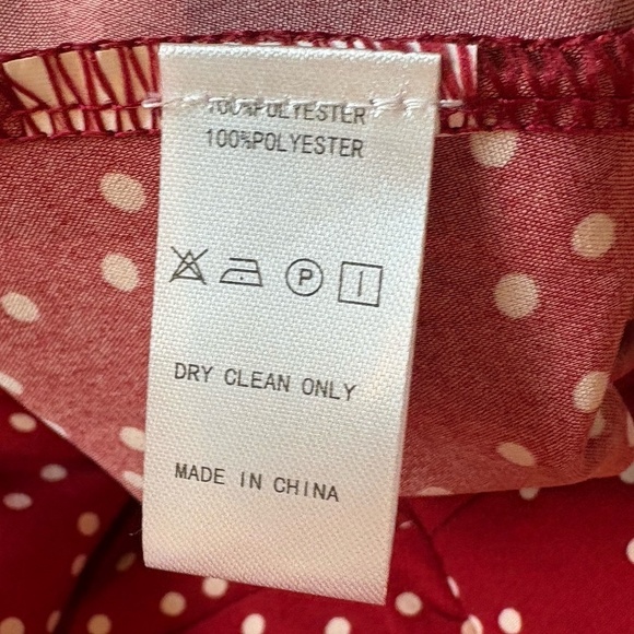 Aidan Red/Cream Polka Dotted Midi Dress with 3/4 Bell Sleeves; Size S - Picture 7 of 7